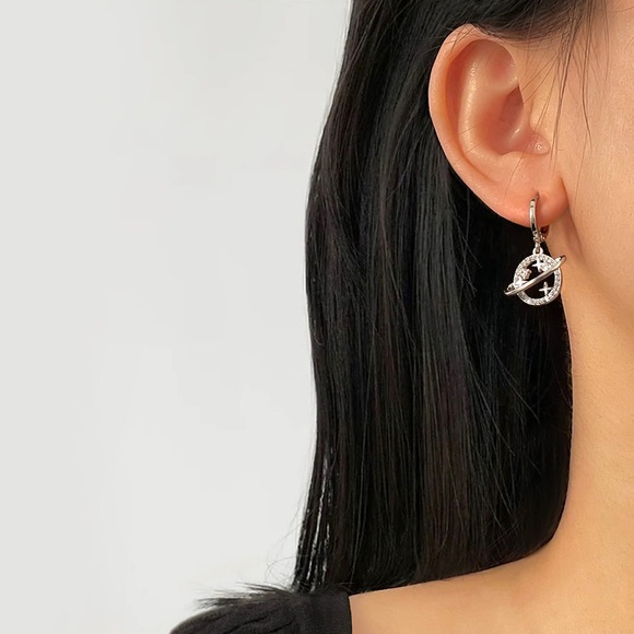 Gold Galaxy Diamond Hoop Earring - Picture 3 of 3